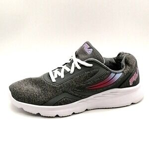 Fila Shoes Womens Sneaker Gray Pink Trim Round Toe Wedge Heel Memory Foam 10